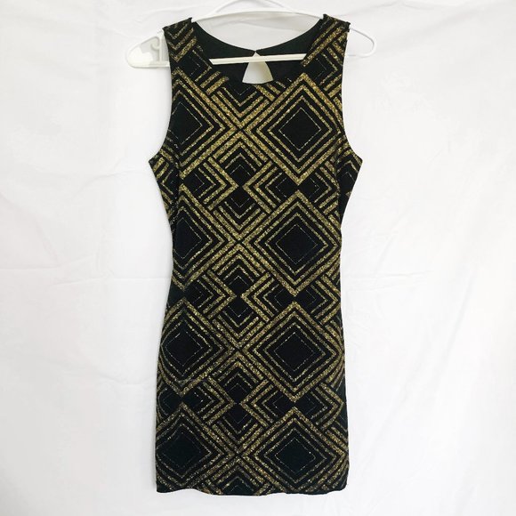 Black & Gold Sparkle Mini Dress - Picture 1 of 7